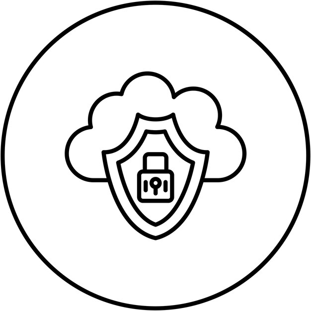 Immagine vettoriale dell'icona di sicurezza della nuvola Può essere utilizzata per il cloud computing