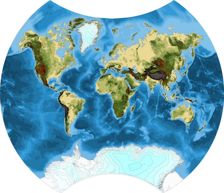 Vettore immagine vettoriale della mappa del mondo fisico