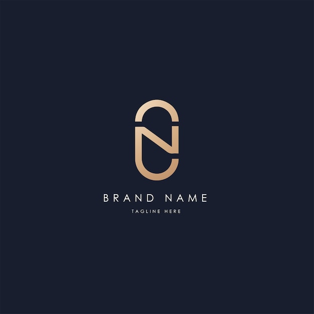 Immagine vettoriale di design elegante del logo vettoriale CN stile alfabetico dorato di lusso