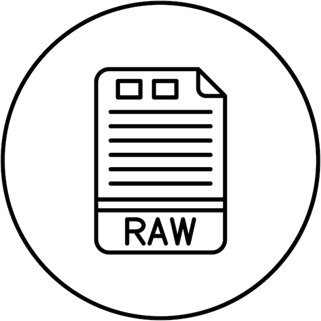 Immagine vettoriale di icone RAW Può essere utilizzata per i formati di file