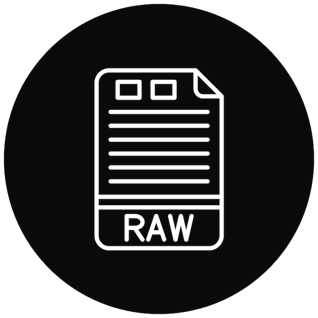 Immagine vettoriale di icone RAW Può essere utilizzata per i formati di file