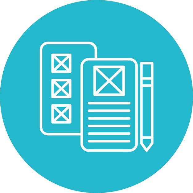 Immagine vettoriale di icone Wireframe a bassa fedeltà Può essere utilizzata per UX e UI