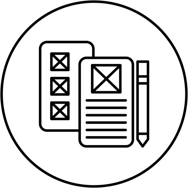 Immagine vettoriale di icone Wireframe a bassa fedeltà Può essere utilizzata per UX e UI