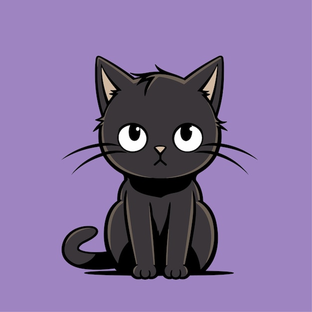 Immagine vettoriale di un gatto nero scontroso con sfondo Vettore cartoon gatto nero