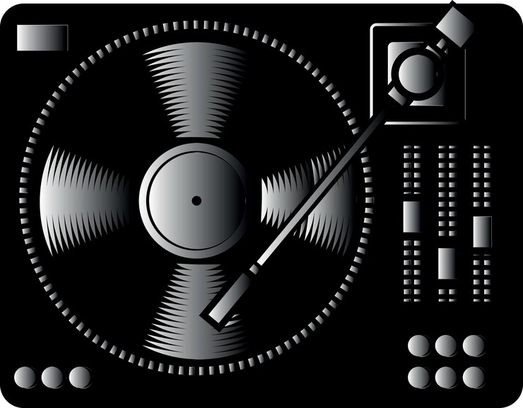 Vettore immagine vettoriale di un sistema audio utilizzato da disc jockey isolato su sfondo trasparente