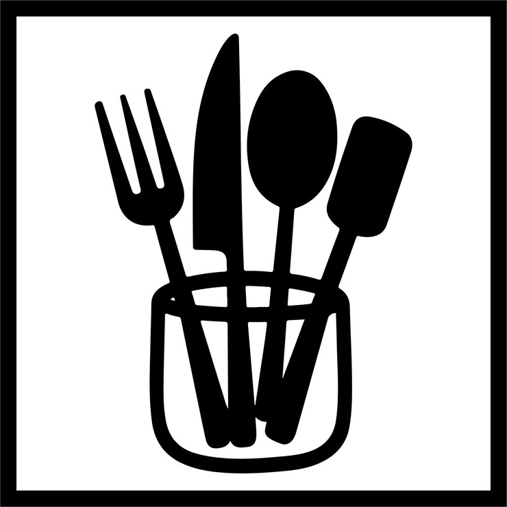 Vettore immagini di silhouette di utensili da cucina