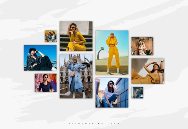 Immagini o fotogrammi collage fumetti layout di griglia di pagina fotogrammi astratti e modello di parete fotografica digitale