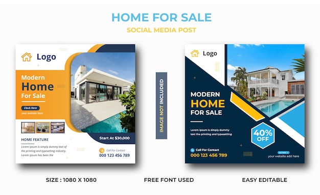 Immobiliare casa moderna in vendita social media post design premium vector