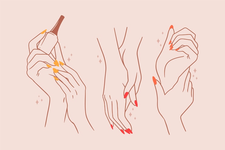 Vettore impacco mani per manicure