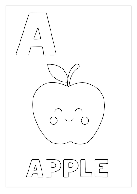 Imparare l'alfabeto inglese per i bambini Lettera A Cute cartoon apple