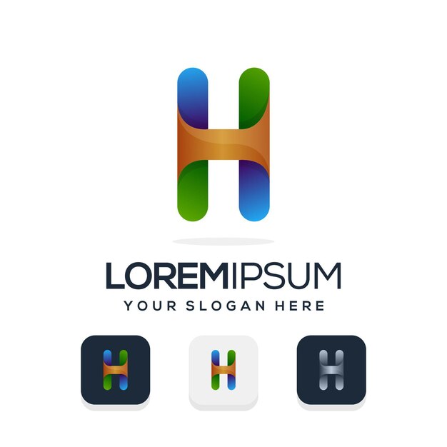 imposta il design del logo della lettera h del pacchetto