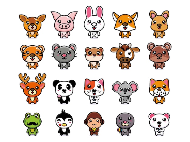 Imposta il design del personaggio della mascotte animale della collezione