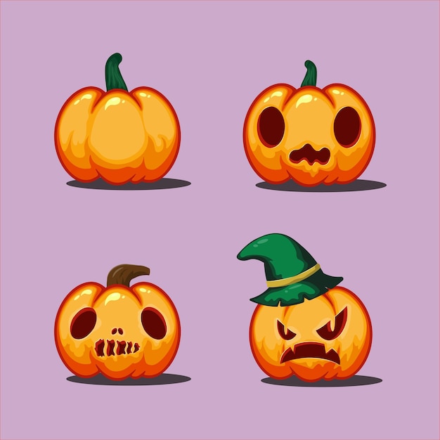 Imposta la zucca di halloween con facce spaventose