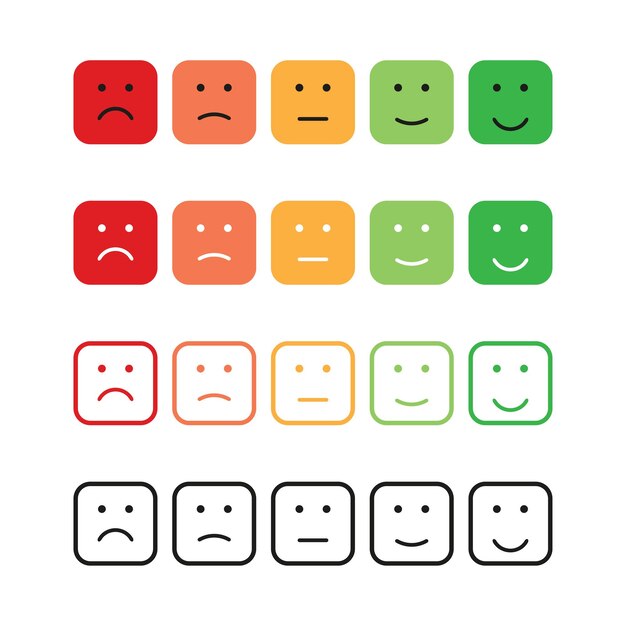 Imposta le emozioni valutando colori diversi in quadrato piatto
