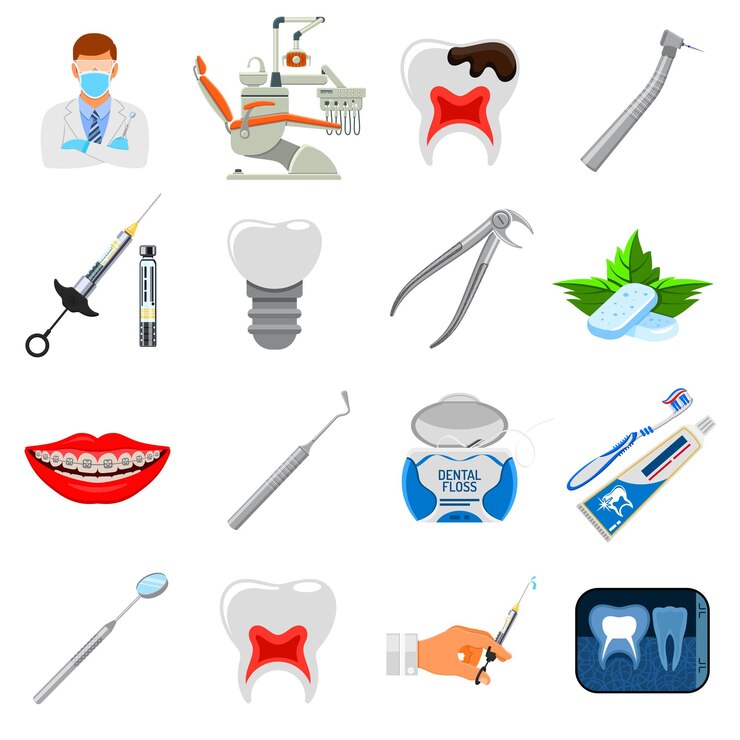 Vettore imposta le icone dei servizi dentali
