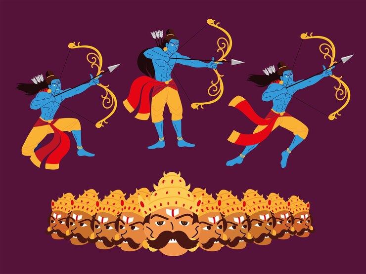 Vettore imposta lord rama e ravana