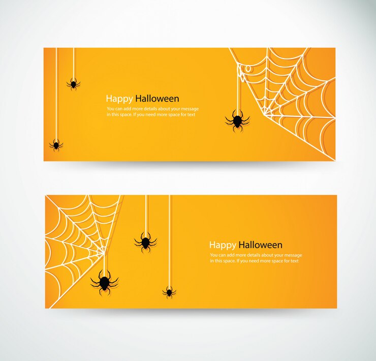 Vettore impostare banner ragno e wab di halloween