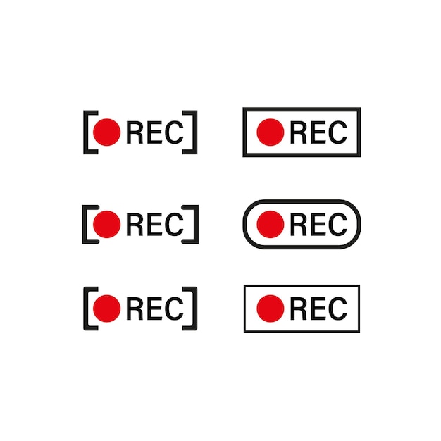 Impostare con il set di rrame rec rosso Tecnologia digitale Applicazione radio audio Illustrazione vettoriale