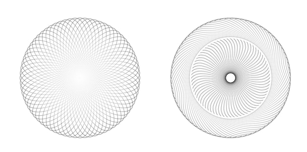Impostare il cerchio dell'elemento di design Colori vettoriali audaci isolati anello dorato da Strisce ondulate bagliore astratto di molti vortici scintillanti creati utilizzando l'illustrazione vettoriale dello strumento di fusione EPS10 per la presentazione