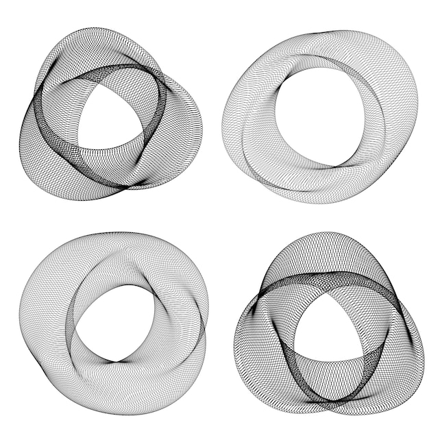 Impostare il cerchio dell'elemento di design Colori vettoriali audaci isolati anello dorato da Strisce ondulate bagliore astratto di molti vortici scintillanti creati utilizzando l'illustrazione vettoriale dello strumento di fusione EPS10 per la presentazione