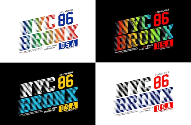Impostare il design della maglietta vettoriale tipografia NYC Bronx