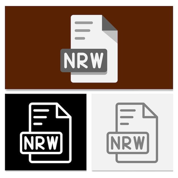 Impostare il formato di file del documento Nrw Collezione completa di icone di file piatti per gli sviluppatori