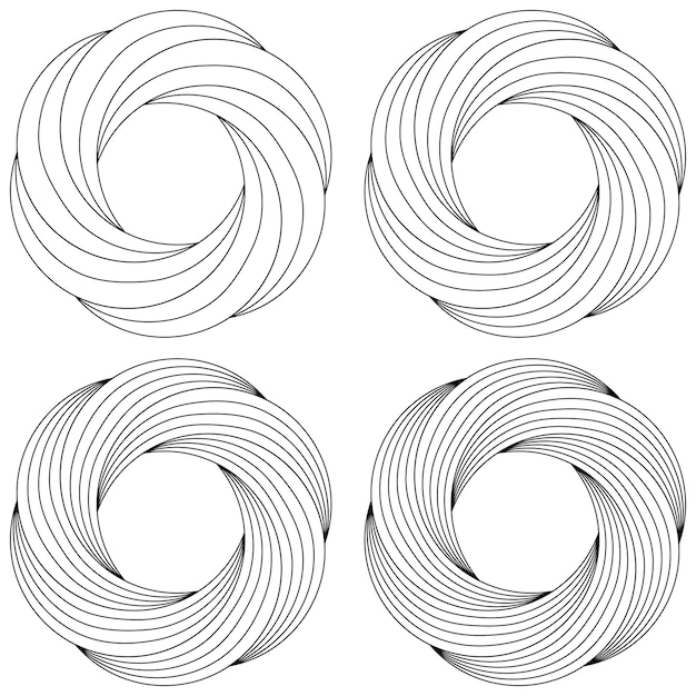 Impostare il modello di fiore circolare vorticoso linee più sottili modello di anello modello logo palla filettatura vettoriale per lavorare a maglia