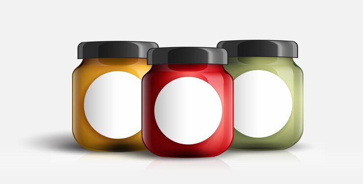 Vettore impostare il vasetto di marmellata in vetro isolato su sfondo bianco.