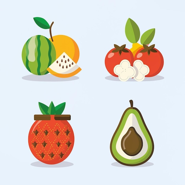 Impostare l'icona delle deliziose frutta e verdura estive