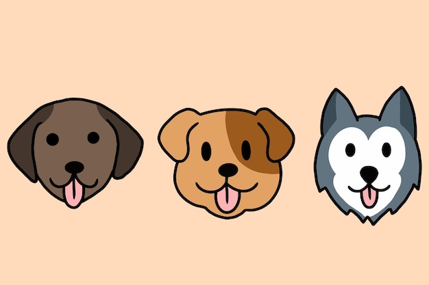 Impostare l'illustrazione del fumetto dell'animale domestico del cane dei cuccioli svegli del cucciolo