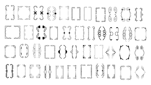 Impostare la raccolta di linee semplici nere diverse staffe di doodle, parentesi, elementi di parentesi graffe vettore