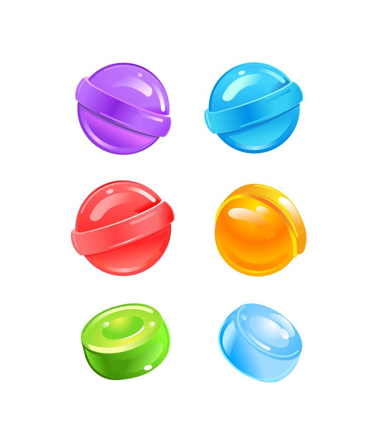 Impostare lecca-lecca dolci colorati. Caramelle rotonde. illustrazione