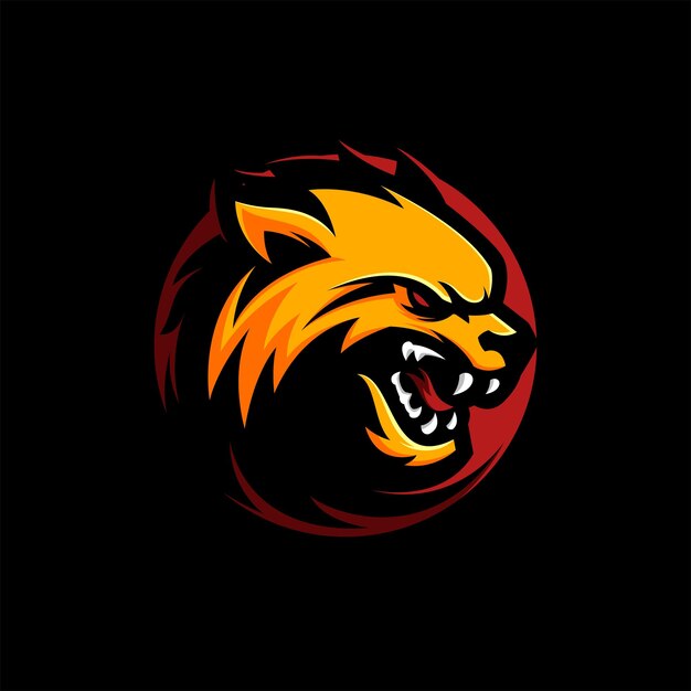 IMPRESSIONANTE ILLUSTRAZIONE VETTORIALE DELLA MASCOTTE DEL LOGO DELLA VOLPE DEL LUPO ARRABBIATO GIALLO