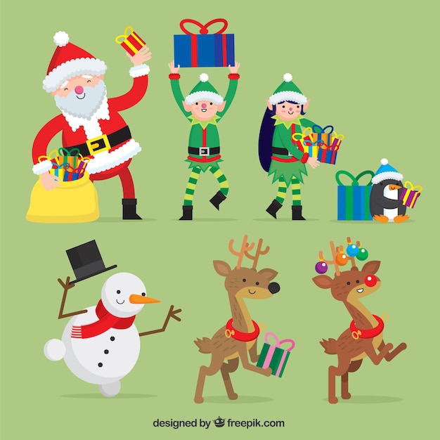 Impressionante pacchetto di sorridere caratteri di Natale