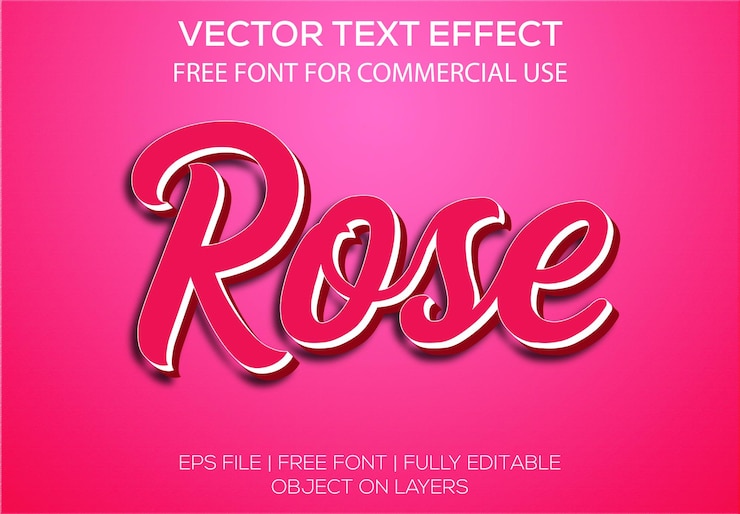 Vettore impressionante rosa effetto testo modificabile 3d vettoriale