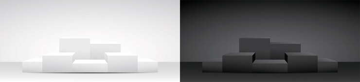 in bianco e nero moderno minimal quadrato display set 3d illustrazione vettoriale per mettere il vostro oggetto