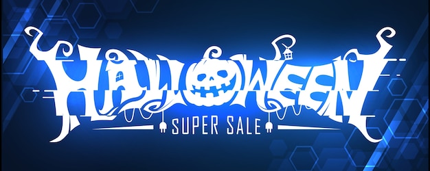 Incandescente Halloween Super Sale Testo Banner design concept