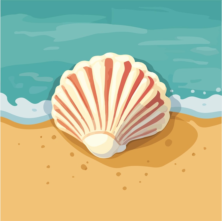 Vettore incantevole conchiglia vettoriale sulla spiaggia illustrazione vettoriale dell'icona