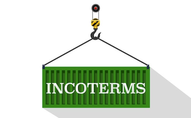 Incoterms è un termine internazionale la legge del trasporto Cargo container marittimo come simbolo della logistica Illustrazione vettoriale