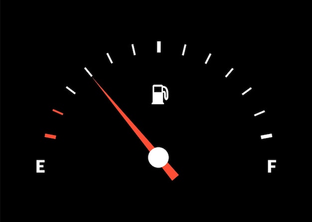 Indicatore livello carburante o indicatore livello carburante per benzina conteggio livello diesel benzina Controllo riempimento serbatoio gas Icona bilancia indicatore livello carburante Quadrante auto benzina benzina cruscotto Illustrazione vettoriale