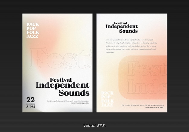 Indie Festival Grainy brutalism effect abstract vector Poster Template con tipografia Trendy banner