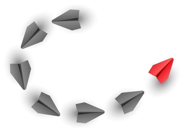 Individuo leader rosso piano di carta piombo altro concetto di business e leadership vettore