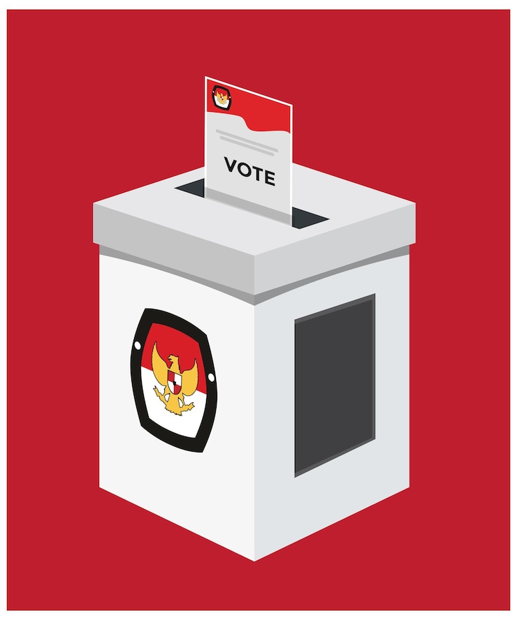 Vettore indonesia giorno delle elezioni con casella di voto
