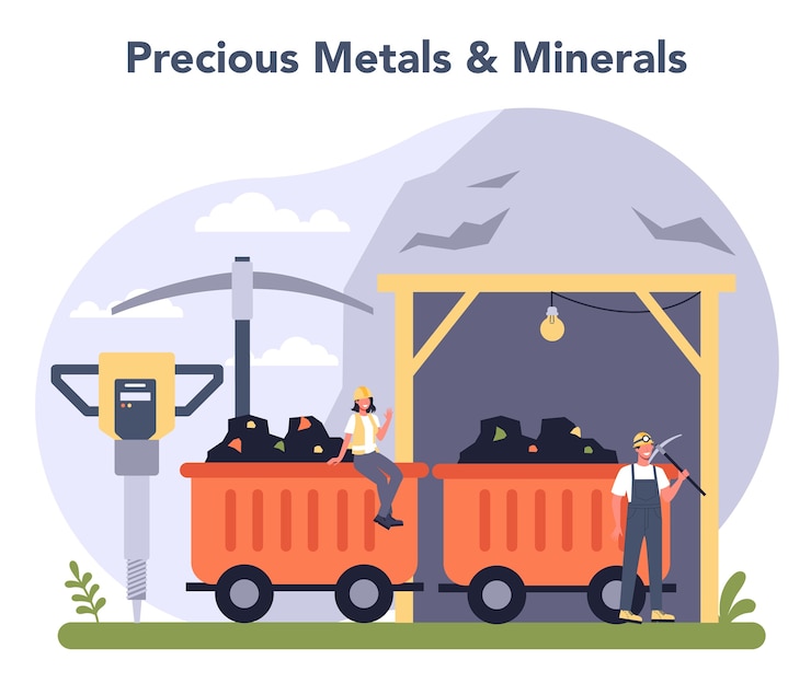 Vettore industria dei metalli preziosi e dei minerali