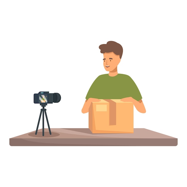 Influencer unboxing package davanti alla telecamera