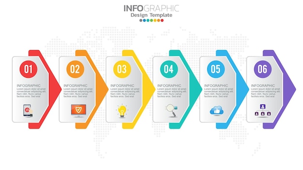 Infografica a 6 fasi diagramma a colori grafico aziendale