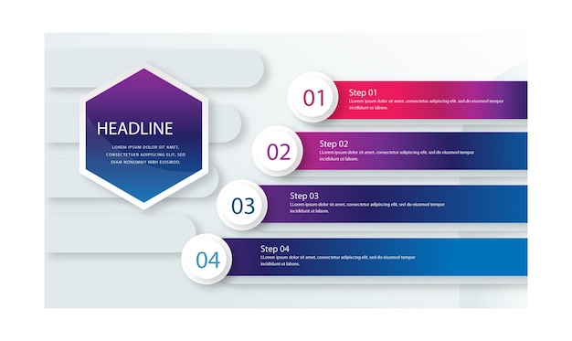 Infografica colorata che mostra un processo in quattro passaggi