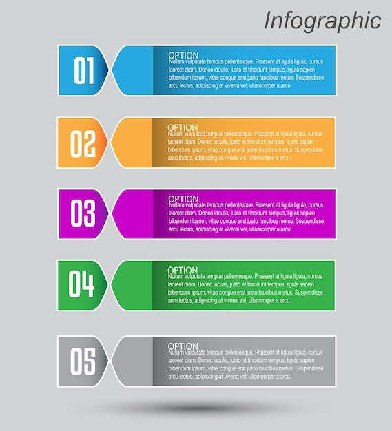 Infografica con passaggi e opzioni