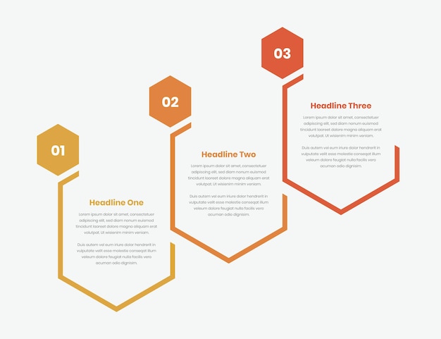 Infografica dei passaggi con forma geometrica e numero per la presentazione dei dati
