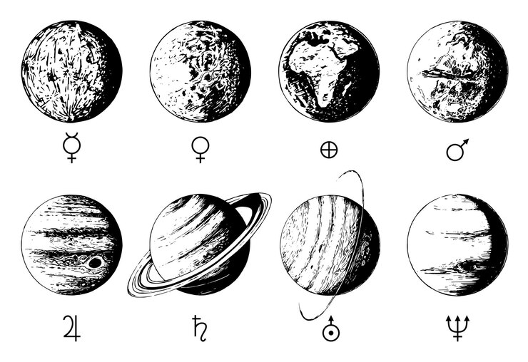 Infografica del sistema solare nel vettore Illustrazione disegnata a mano di otto pianeti